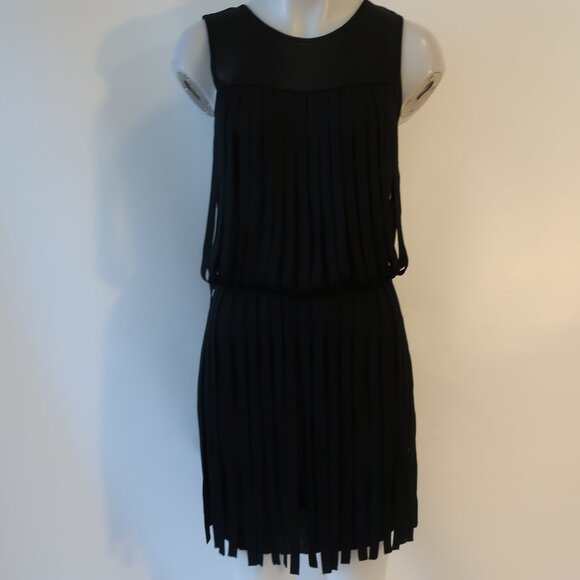Womens Cheap and Chic by Moschino Black Sleeveless Fringed Ribbon Dress XS - Picture 2 of 16